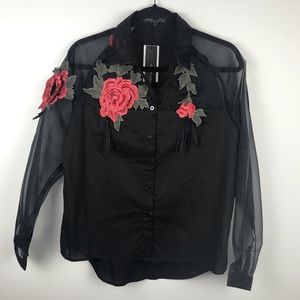 Floral embroidery vintage shirt